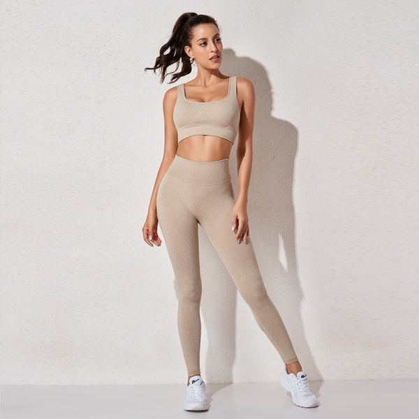 Yoga Set Seamless Women's Sportswear Workout Clothes Athletic Wear Gym Legging Fitness Bra Crop Top Long Sleeve Sports Suits