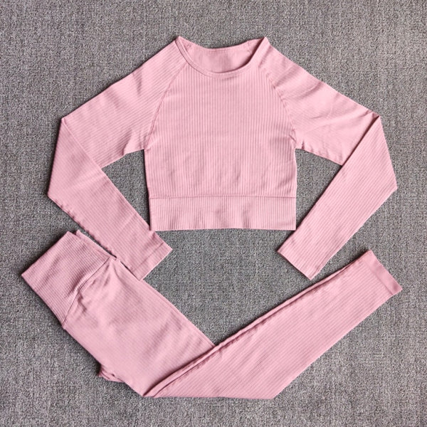 Yoga Set Seamless Women's Sportswear Workout Clothes Athletic Wear Gym Legging Fitness Bra Crop Top Long Sleeve Sports Suits