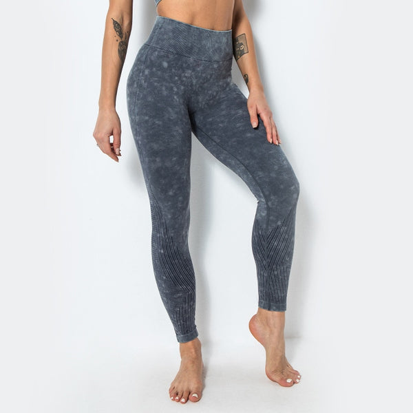 ACID WASH Seamless Workout Training Compression Tights Women High Waist Tummy Control Fitness Sport Legging Yoga Pants
