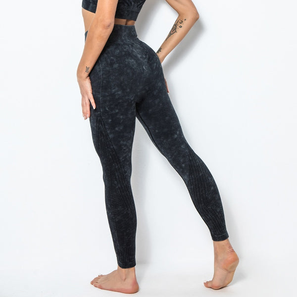ACID WASH Seamless Workout Training Compression Tights Women High Waist Tummy Control Fitness Sport Legging Yoga Pants