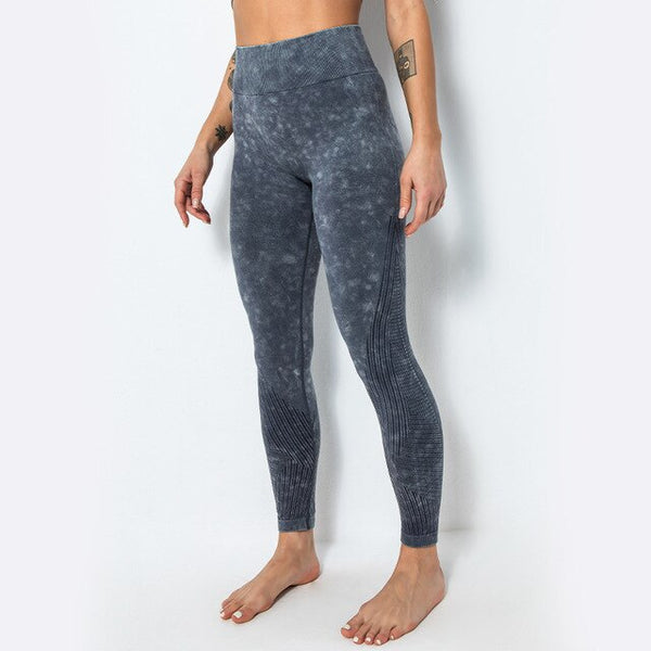 ACID WASH Seamless Workout Training Compression Tights Women High Waist Tummy Control Fitness Sport Legging Yoga Pants