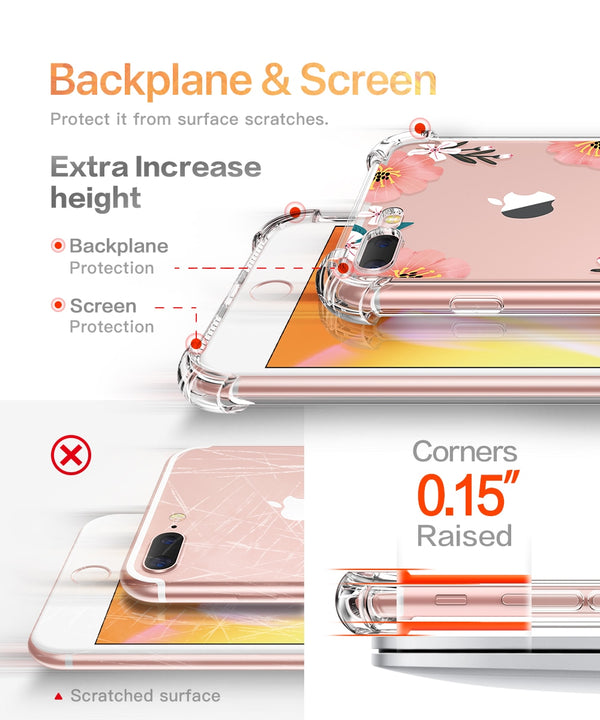 Phone Case For iPhone 7 8 Plus Clear Floral Design TPU imd Ultra Thin Shockproof Protective Cover For iPhone 7 8 Plus | Vimost Shop.