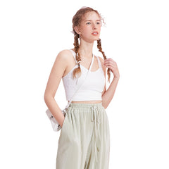 Solid Pure Minimalist Casual Stylish Crop Tops Women Spring ELF Vintage Sleeveless Sexy Ladies Basic Daily Tank Top