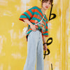 Solid High Waist Washed Casual Split Hem Flare Jeans Women,Spring Pure Letter Embroidery Ladies Basic Daily Trouser