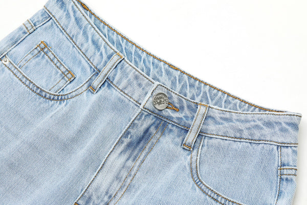 Solid High Waist Washed Casual Split Hem Flare Jeans Women,Spring Pure Letter Embroidery Ladies Basic Daily Trouser