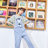 Solid Rabbit Applique Casual Women Overall Denim Jeans,Summer High Waist Straight Pocket Ladies,Daily Jumpsuits