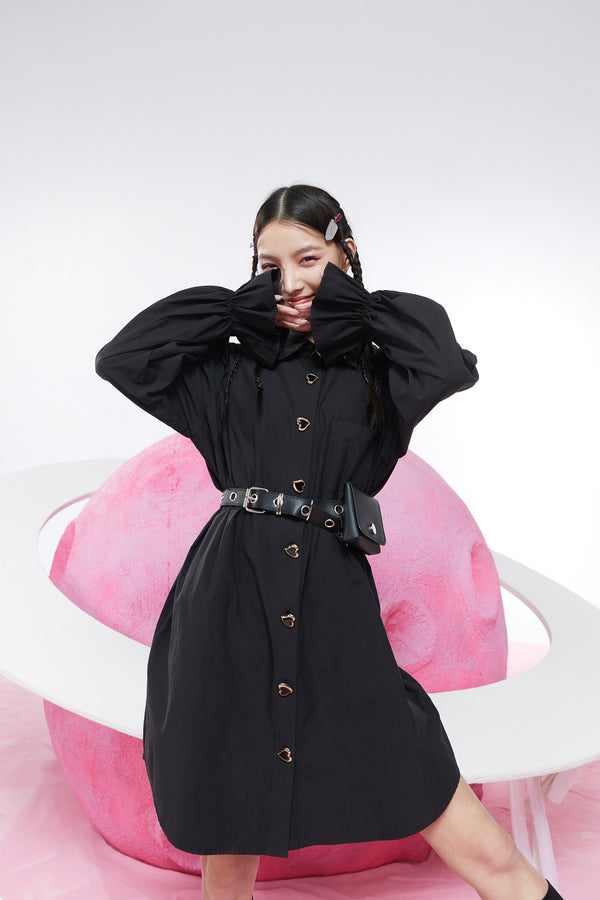 Harajuku Cartoon Print High Waist Casual Shirt Dresses Women Spring Stylish Punk Ladies Vintage Summer Dress