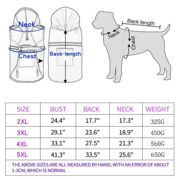 Pet Dog Raincoats Reflective Small Large Dogs Rain Coat Waterproof Jacket Fashion Outdoor Breathable Puppy Clothes 2XL-5XL | Vimost Shop.