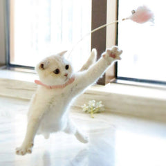 Funny Cat Collar Toy Feather Teaser Stick Interesting Automatic Cat Toy Foot Interactive Cats Teaser Feather Kitten Toys