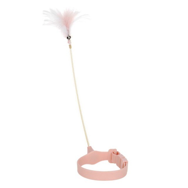 Funny Cat Collar Toy Feather Teaser Stick Interesting Automatic Cat Toy Foot Interactive Cats Teaser Feather Kitten Toys | Vimost Shop.