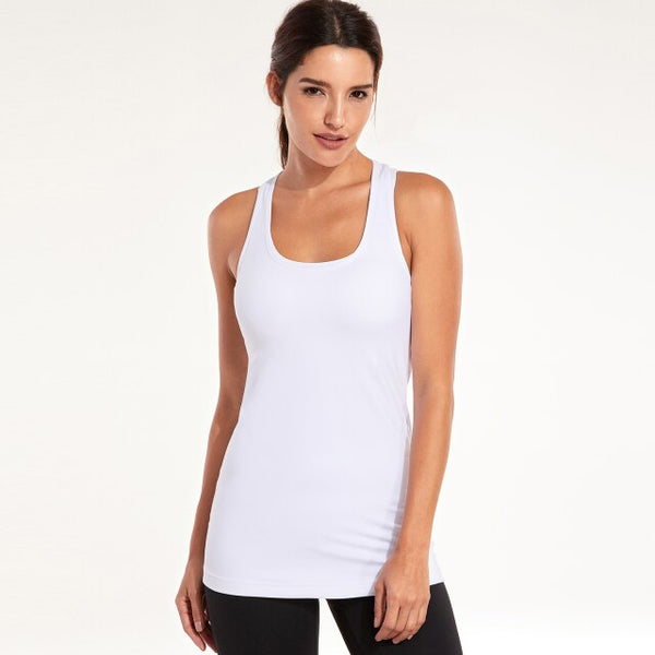Racerback Workout Tank Tops for Women Long Athletic Yoga Tops Sleeveless Shirts Slim Fit