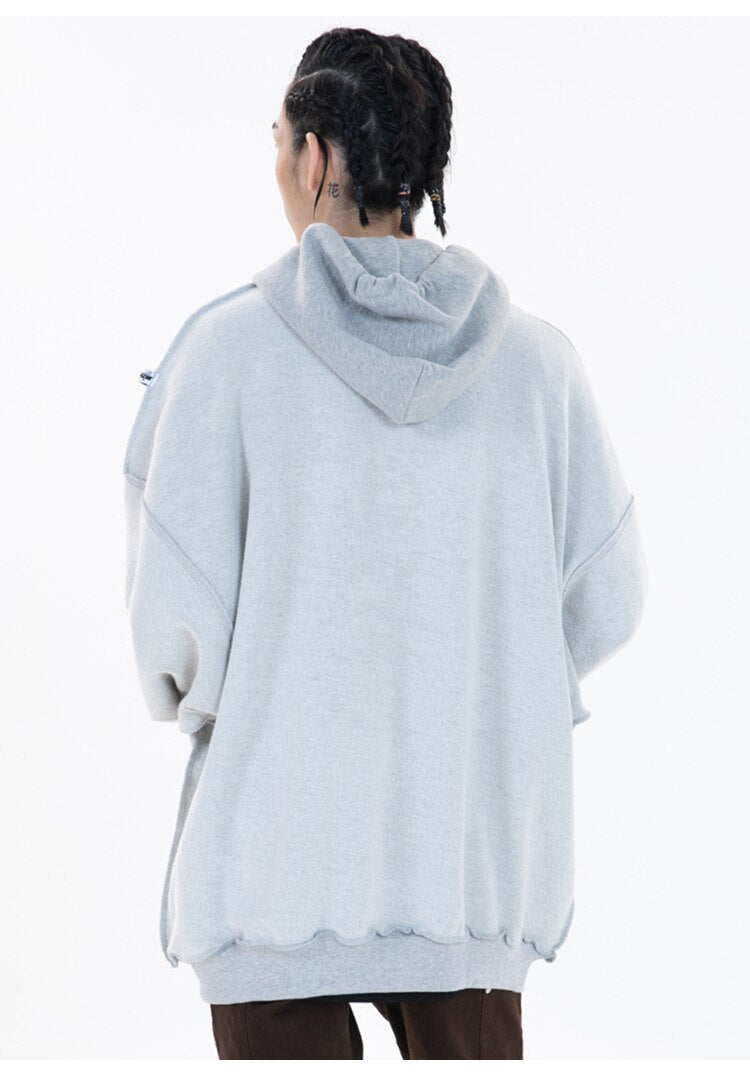 Hoodie Men Hit Color Letter Patch Hooded Sweatshirt Pullover Spring Harajuku College Style Simple All-match Streetwear