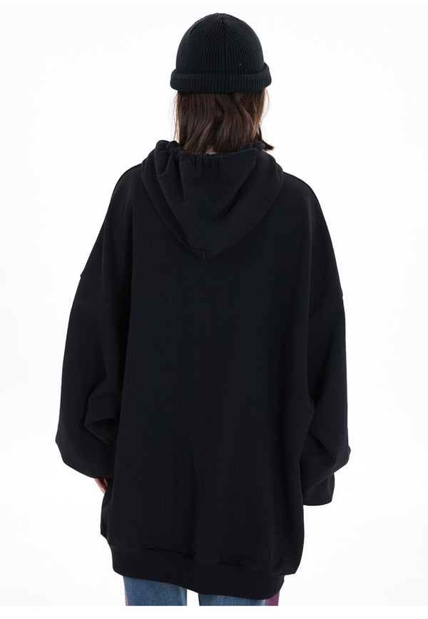 Hoodie Men Hit Color Letter Patch Hooded Sweatshirt Pullover Spring Harajuku College Style Simple All-match Streetwear