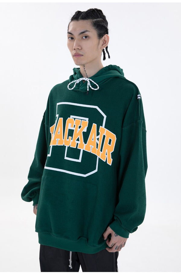 Hoodie Men Hit Color Letter Patch Hooded Sweatshirt Pullover Spring Harajuku College Style Simple All-match Streetwear