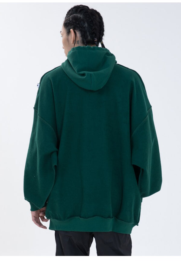 Hoodie Men Hit Color Letter Patch Hooded Sweatshirt Pullover Spring Harajuku College Style Simple All-match Streetwear