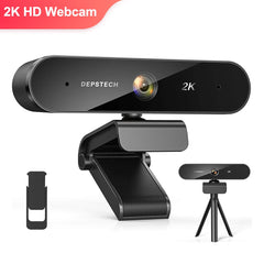 2K Webcam with Dual Microphone Privacy Cover Tripod Stand USB Web Camera for Video Conference Teaching Chat Gaming D08S