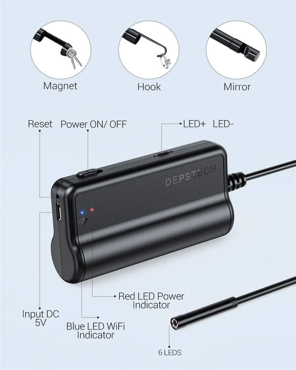 5.5mm 2.0MP 1080P WiFi Endoscope Camera HD Industrial Borescope Inspection Camera 2200mAh for Android iPhone Tablet | Vimost Shop.