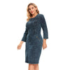 Women's Plus Size Denim Dress Elasticity Knitted Denim Dresses Slim Fit Casual Dress  Knee-Length Midi Dress