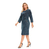 Women's Plus Size Denim Dress Elasticity Knitted Denim Dresses Slim Fit Casual Dress  Knee-Length Midi Dress