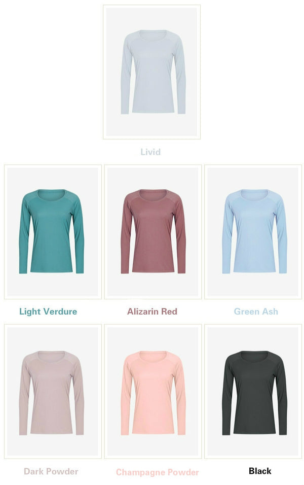 Naked-feel Fabric Skin Friendly Workout Yoga Long Sleeved Shirts Women Breathable Lightweight Loose Running Sport Tops