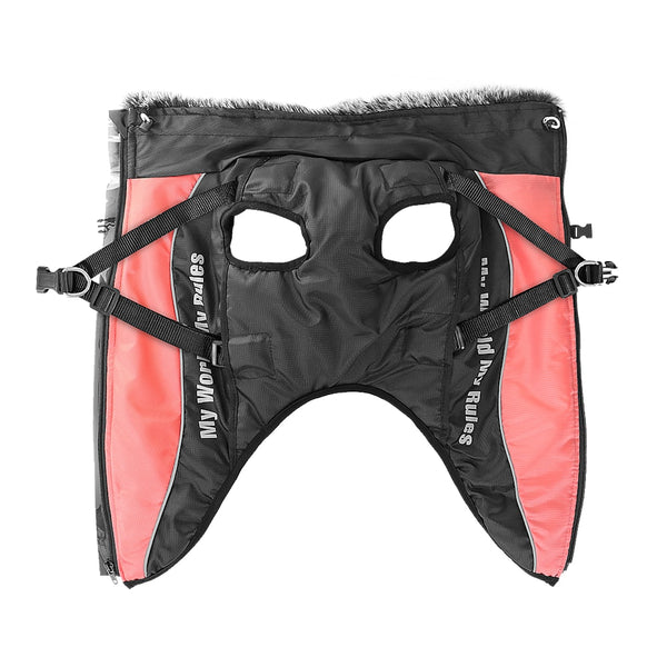 Thick Dog Coat Clothes Reflective Dogs Harness Clothes Vest Waterproof Pet Clothing With Fur Collar Large Dogs Jacket Outfit