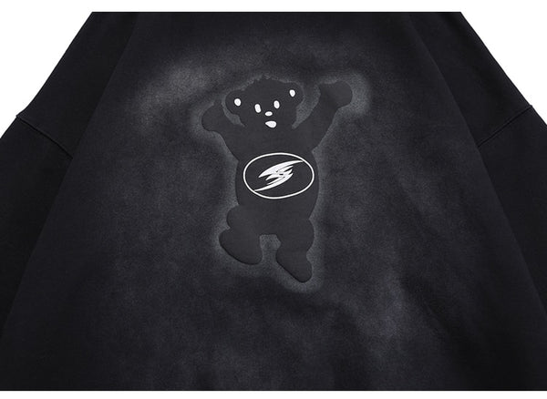 Men Funny Bear Letter Print Hoodie Sweatshirt Men Casual Cozy Oversized Pullover High Street Harajuku Couple Streetwear