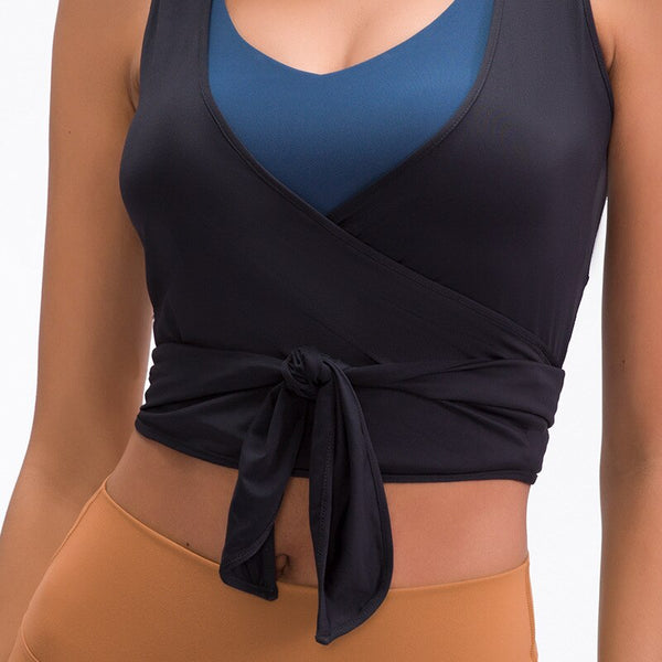 JUST A TIE Lightweight Dance Gym Tank Tops Women V-neck Workout Ballet Vest Crop Tops Soft Nylon Yoga Sleeveless Shirts