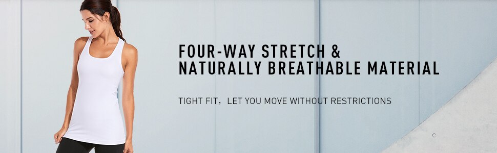 Racerback Workout Tank Tops for Women Long Athletic Yoga Tops Sleeveless Shirts Slim Fit