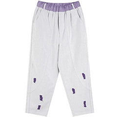 Solid High Waist Washed Casual Harem Jeans Women,Spring Pure Purple Ripped Hole Ladies Basic Daily Trousers