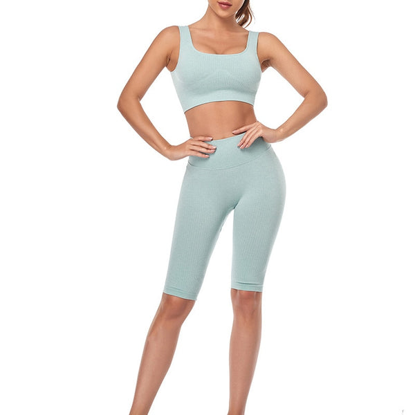 Yoga Set Seamless Women's Sportswear Workout Clothes Athletic Wear Gym Legging Fitness Bra Crop Top Long Sleeve Sports Suits