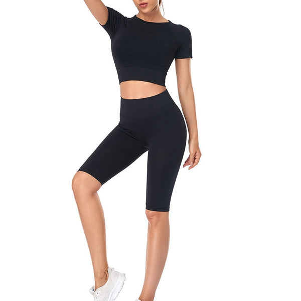 Yoga Set Seamless Women's Sportswear Workout Clothes Athletic Wear Gym Legging Fitness Bra Crop Top Long Sleeve Sports Suits