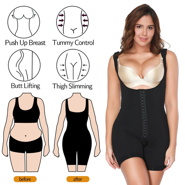 Women Shapewear Tummy Control Bodysuit Fajas Colombianas Full Body Shaper Slimming Underwear Mid Thigh Slimmer Waist Cincher | Vimost Shop.