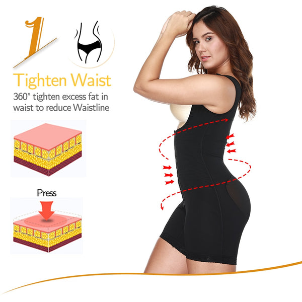 Women Shapewear Tummy Control Bodysuit Fajas Colombianas Full Body Shaper Slimming Underwear Mid Thigh Slimmer Waist Cincher | Vimost Shop.