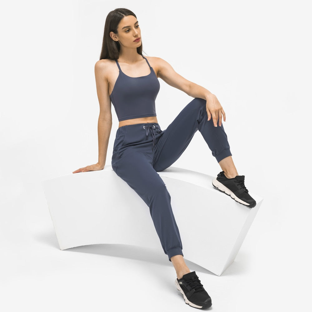28" Naked Feel Drawstring Workout Gym Joggers Women Bare Cozy Leisure Sport Fitness Sweatpants with Pocket