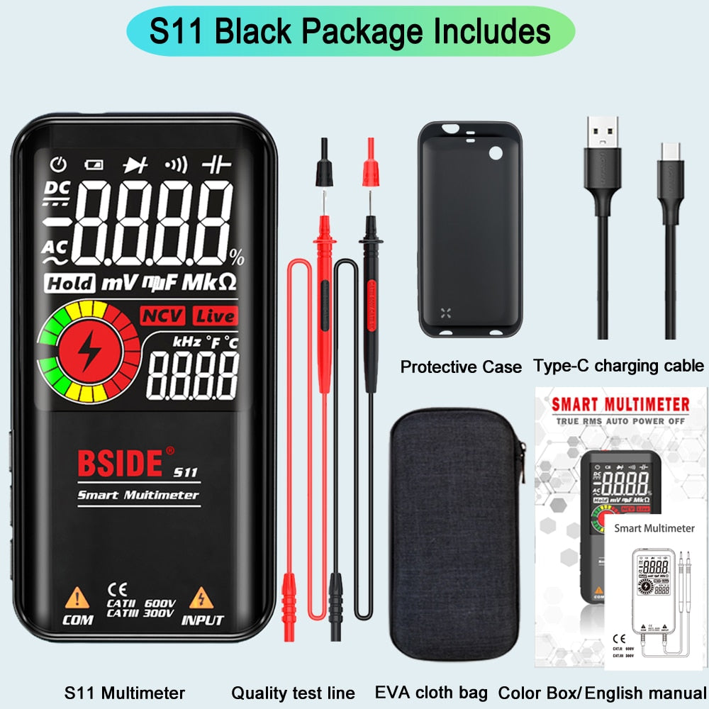 S10/11 Digital Multimeter 9999counts Smart DC AC Voltage Capacitor Ohm Diode NCV Hz Tester DMM with rechargeable battery | Vimost Shop.