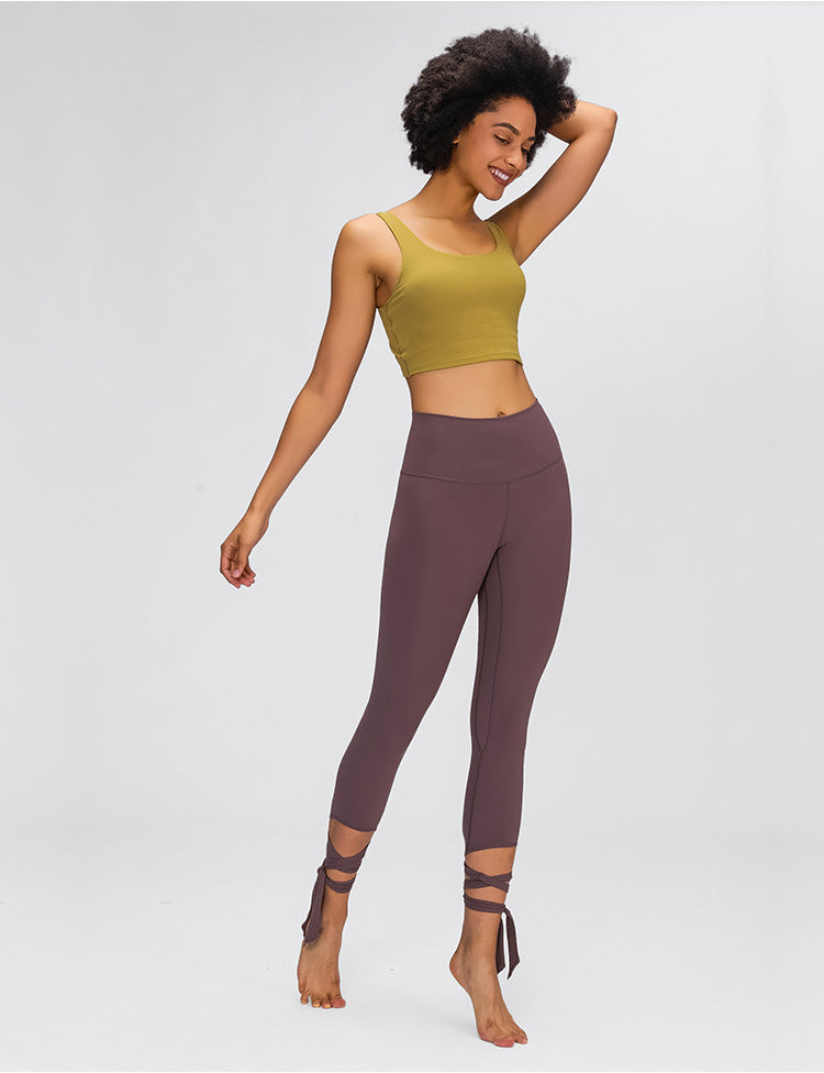 JUST A TIE Naked Feel Yoga Dancer Capri Pants Women 4-way Stretch Sport Cropped Tights Legging with Inner Pocket 21"