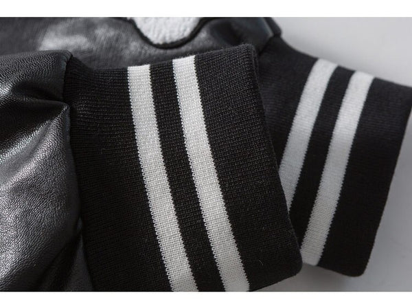 Soft Furry Patch Leather Patchwork Baseball Jacket Men Coats Autumn Baggy All-match College Style Bomber Jackets Couple