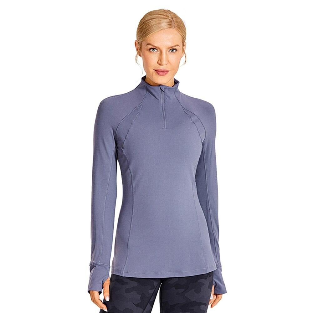 Women's Running Athletic Workout Yoga Shirts Long Sleeves Quarter-Zip Pullover Tops