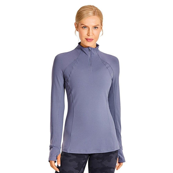 Women's Running Athletic Workout Yoga Shirts Long Sleeves Quarter-Zip Pullover Tops