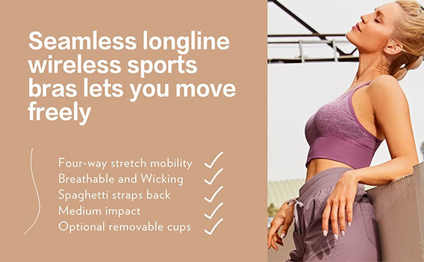 Women's Wirefree Padded Yoga Bras Strappy Sexy Longline Sports Bra Crop Tops