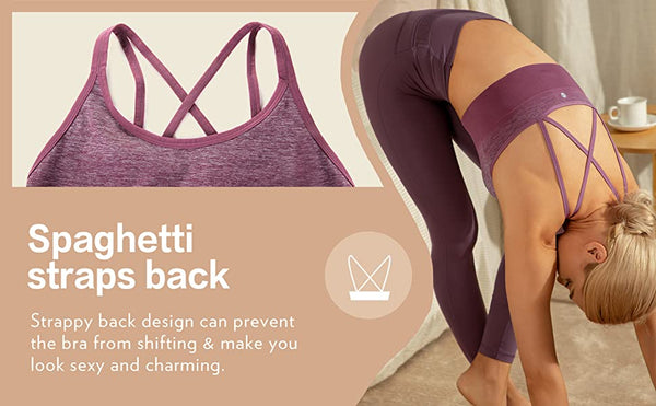 Women's Wirefree Padded Yoga Bras Strappy Sexy Longline Sports Bra Crop Tops