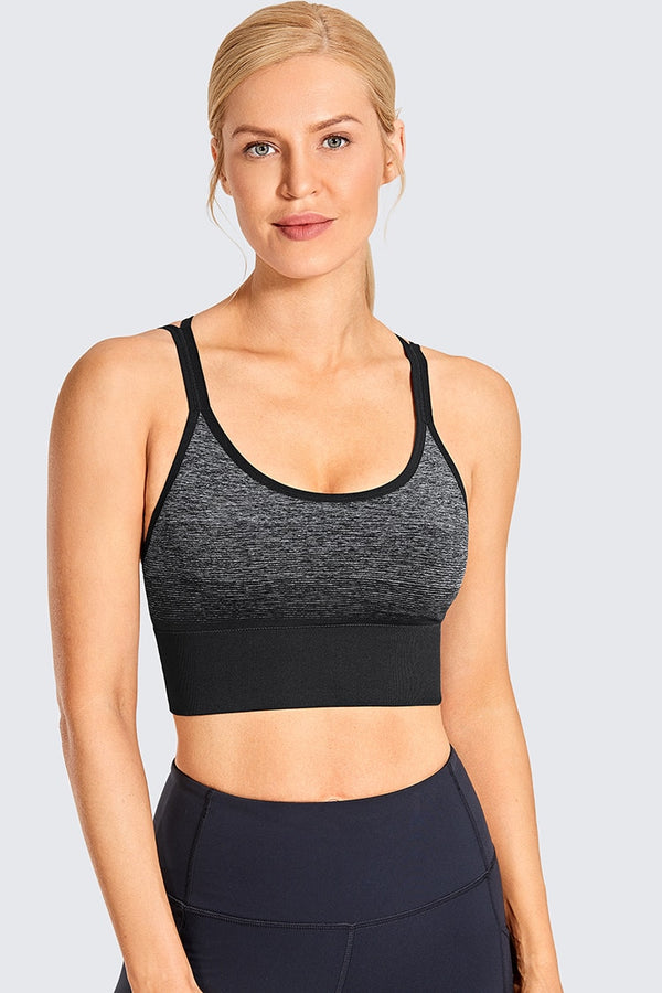 Women's Wirefree Padded Yoga Bras Strappy Sexy Longline Sports Bra Crop Tops