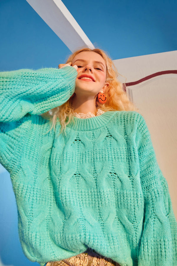 Solid Pure Contrast Lace Women Casual Knit Pullover Sweater,Summer Vintage Full Sleeve,Casual Girly Daily Sweet Top