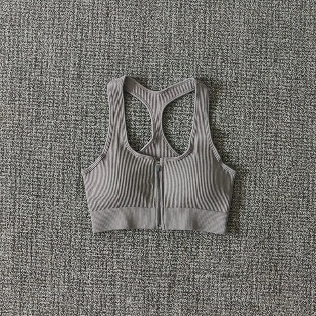 Sports Bra Crop Top Zipper Fitness Women Sportswear Sport Top Bras For Fitness Gym Female Running Push Up Yoga Workout Bra