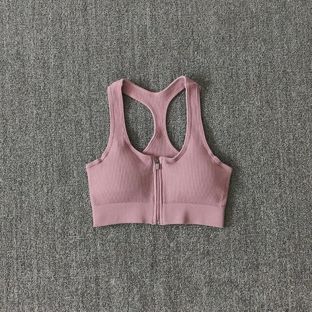 Sports Bra Crop Top Zipper Fitness Women Sportswear Sport Top Bras For Fitness Gym Female Running Push Up Yoga Workout Bra