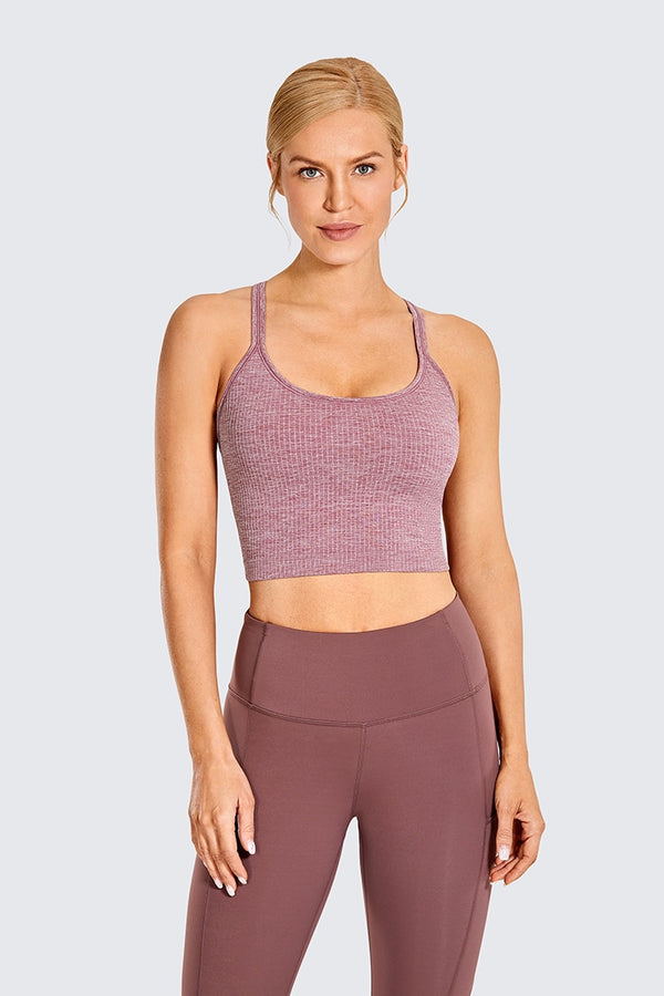 Women's Longline Sports Bra Padded Wireless Racerback Yoga Bras Crop Tank Tops