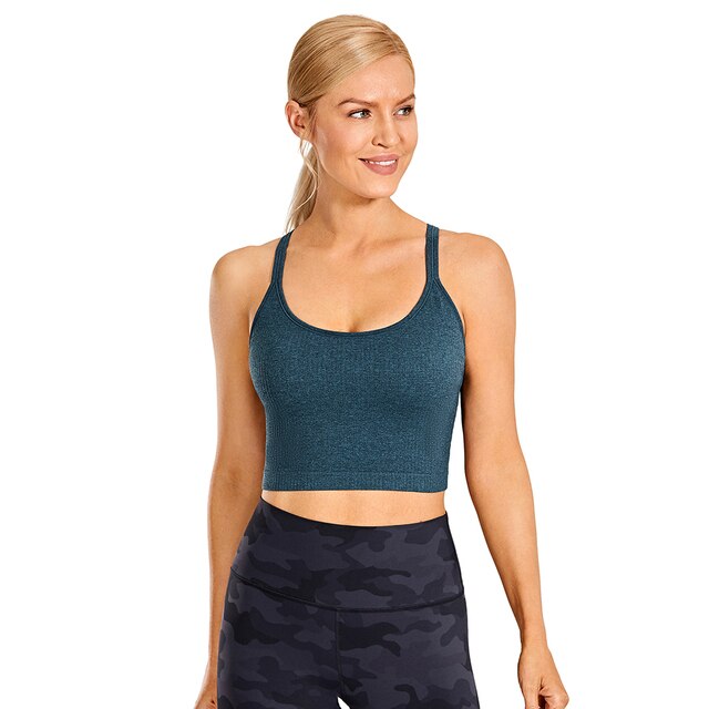 Women's Longline Sports Bra Padded Wireless Racerback Yoga Bras Crop Tank Tops