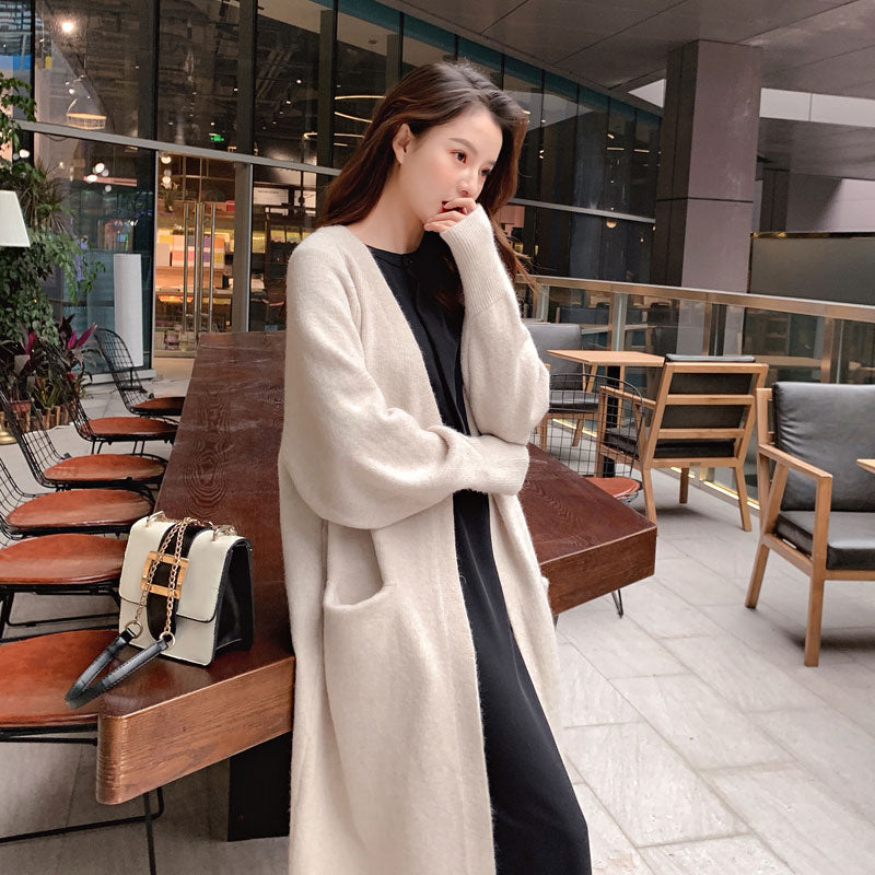 Lazy V-neck Oversize Long Sweater Cardigans Jacket Coat New Women Sweater Korea Cardigan Jacket Coat Outwear TOP