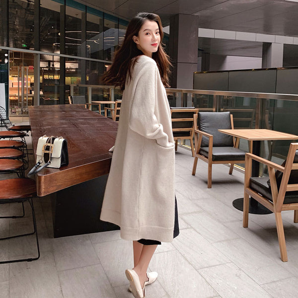 Lazy V-neck Oversize Long Sweater Cardigans Jacket Coat New Women Sweater Korea Cardigan Jacket Coat Outwear TOP