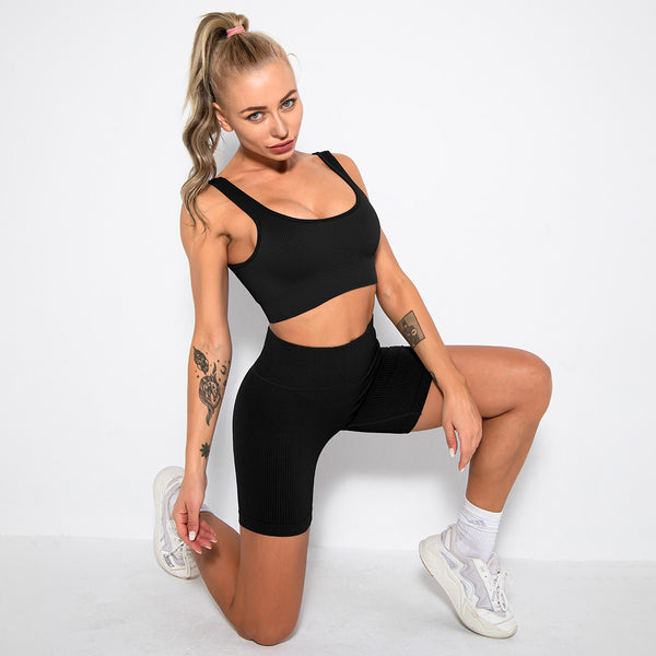 2PCS Women Yoga Set Gym Set Sexy Bra Seamless Sports Shorts Workout Running Clothing Gym Wear Athletic Sport Suit